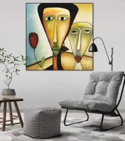 Handgemaltes Gemälde 'Amorous Walk' 80x80cm | inkl. Echtheitszertifikat