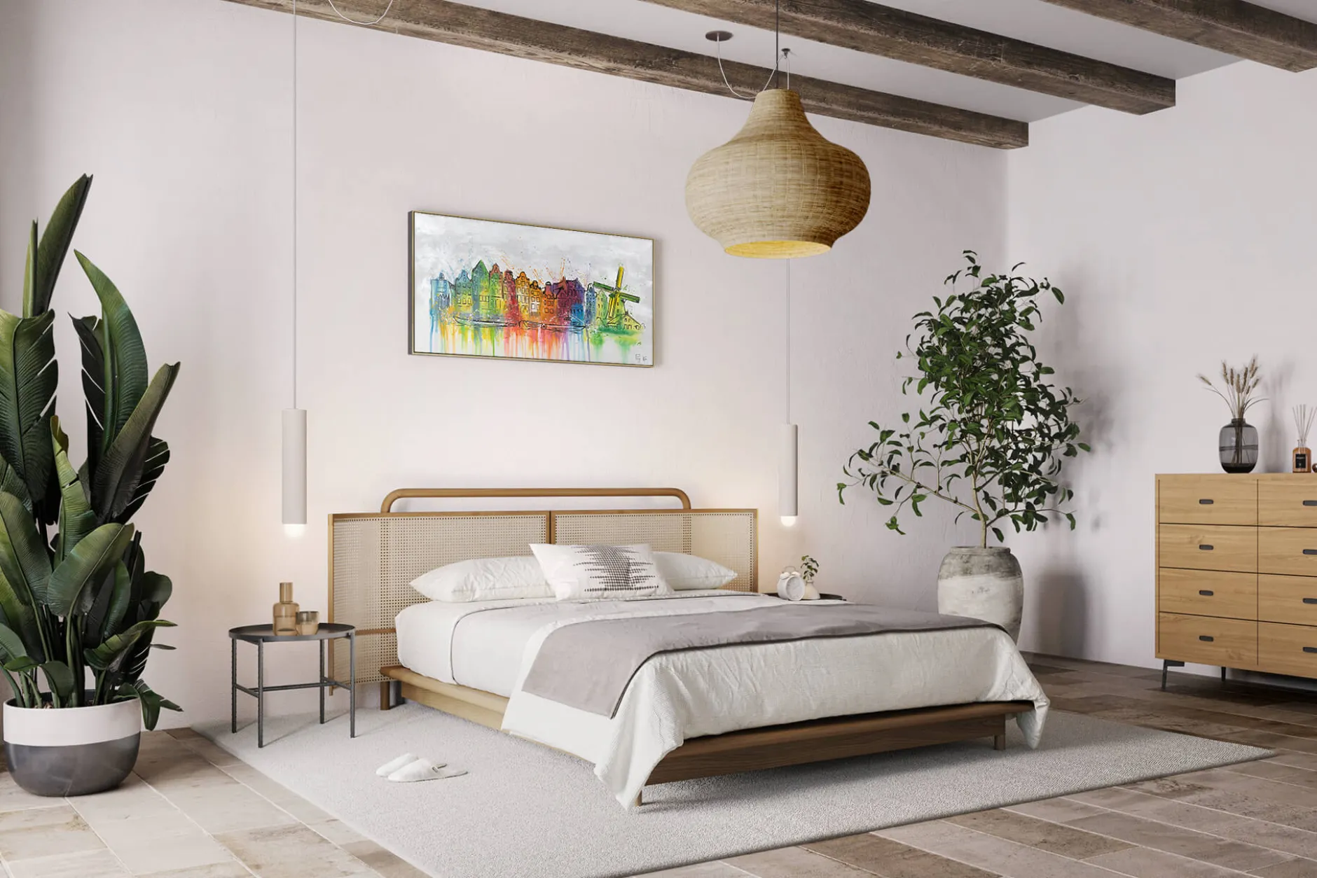 Handgemaltes Gemälde 'Amsterdam Skyline Silhouette' 120x60cm | inkl. Echtheitszertifikat