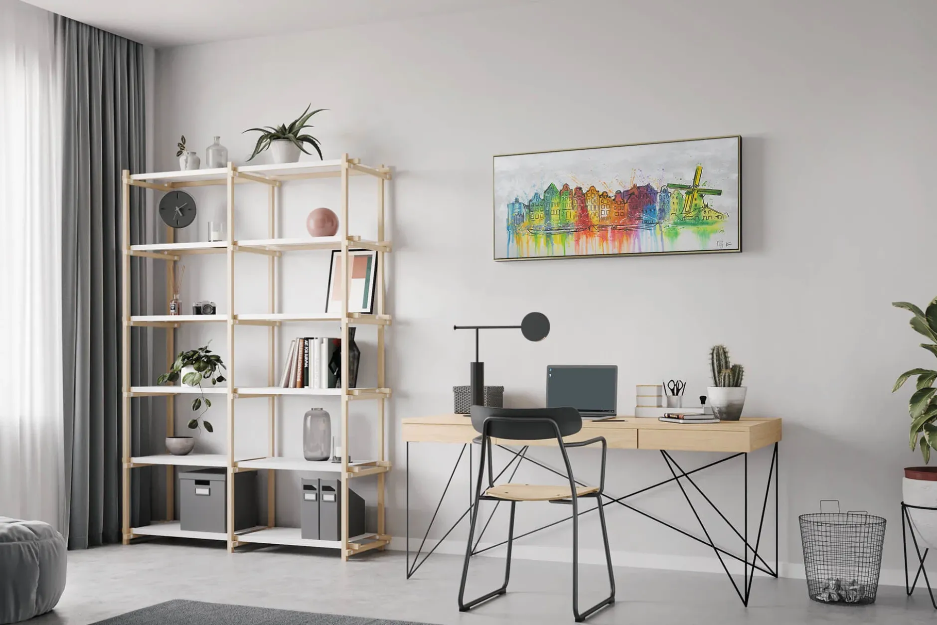 Handgemaltes Gemälde 'Amsterdam Skyline Silhouette' 120x60cm | inkl. Echtheitszertifikat