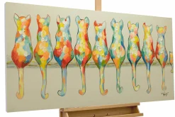 Handgemaltes Gemälde 'A Pride of Housecats' 120x60cm | inkl. Echtheitszertifikat