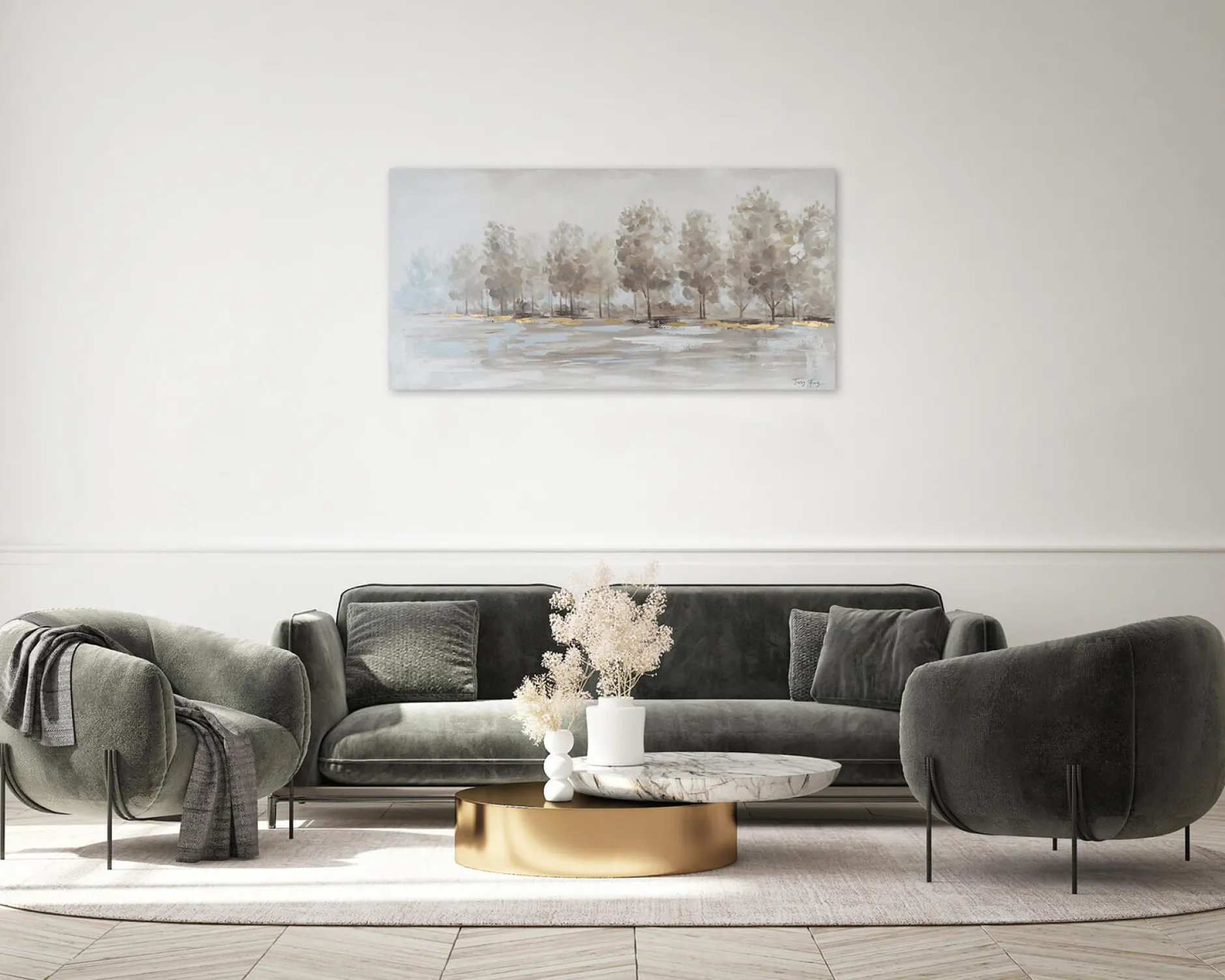 Handgemaltes Gemälde 'Ausflug aufs Land' 120x60cm | inkl. Echtheitszertifikat