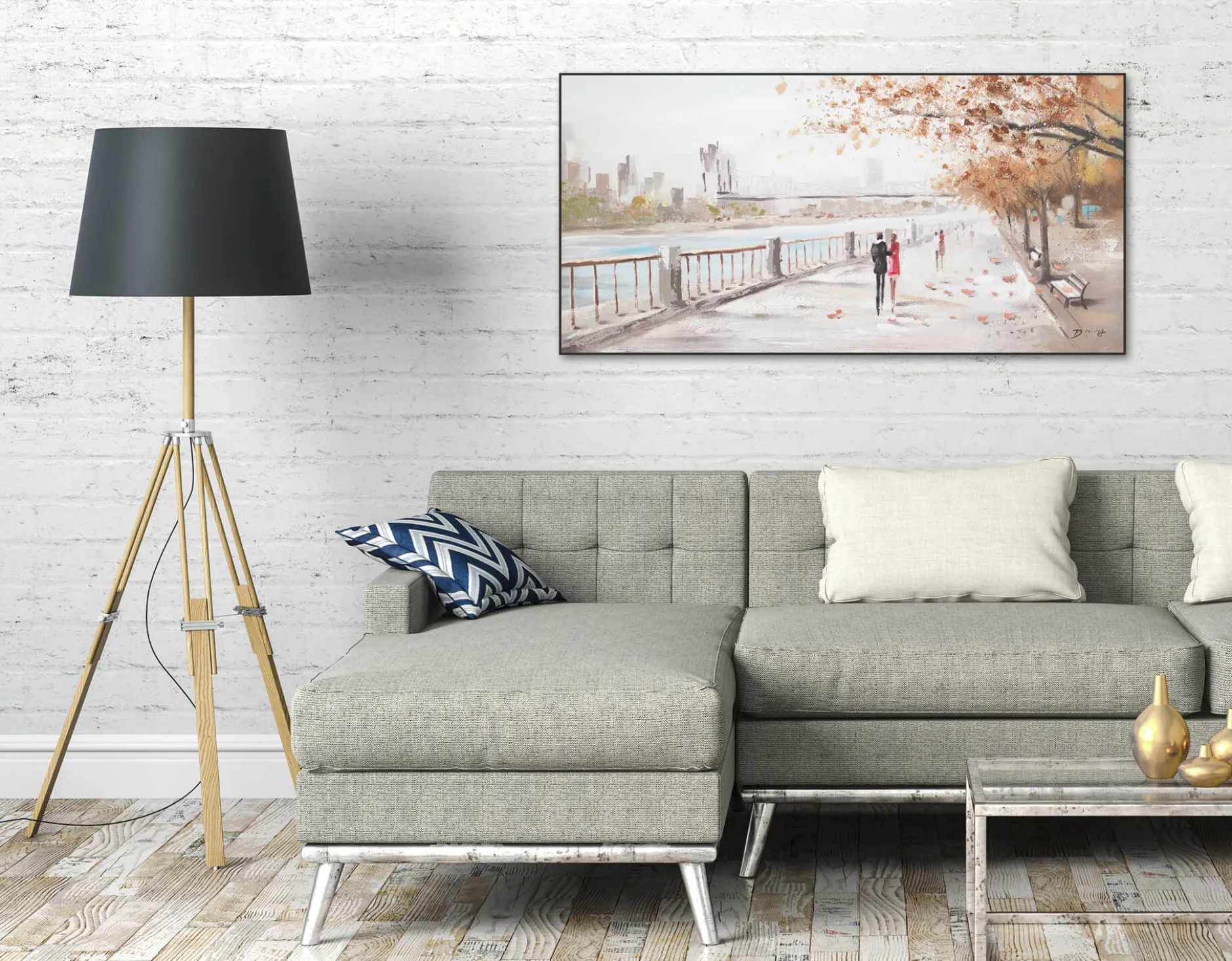 Handgemaltes Gemälde 'Autumn Walk' 120x60cm | inkl. Echtheitszertifikat