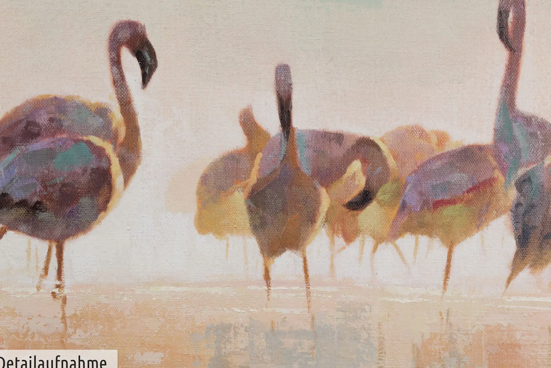 Handgemaltes Gemälde 'Bad der Flamingos' 150x50cm | inkl. Echtheitszertifikat