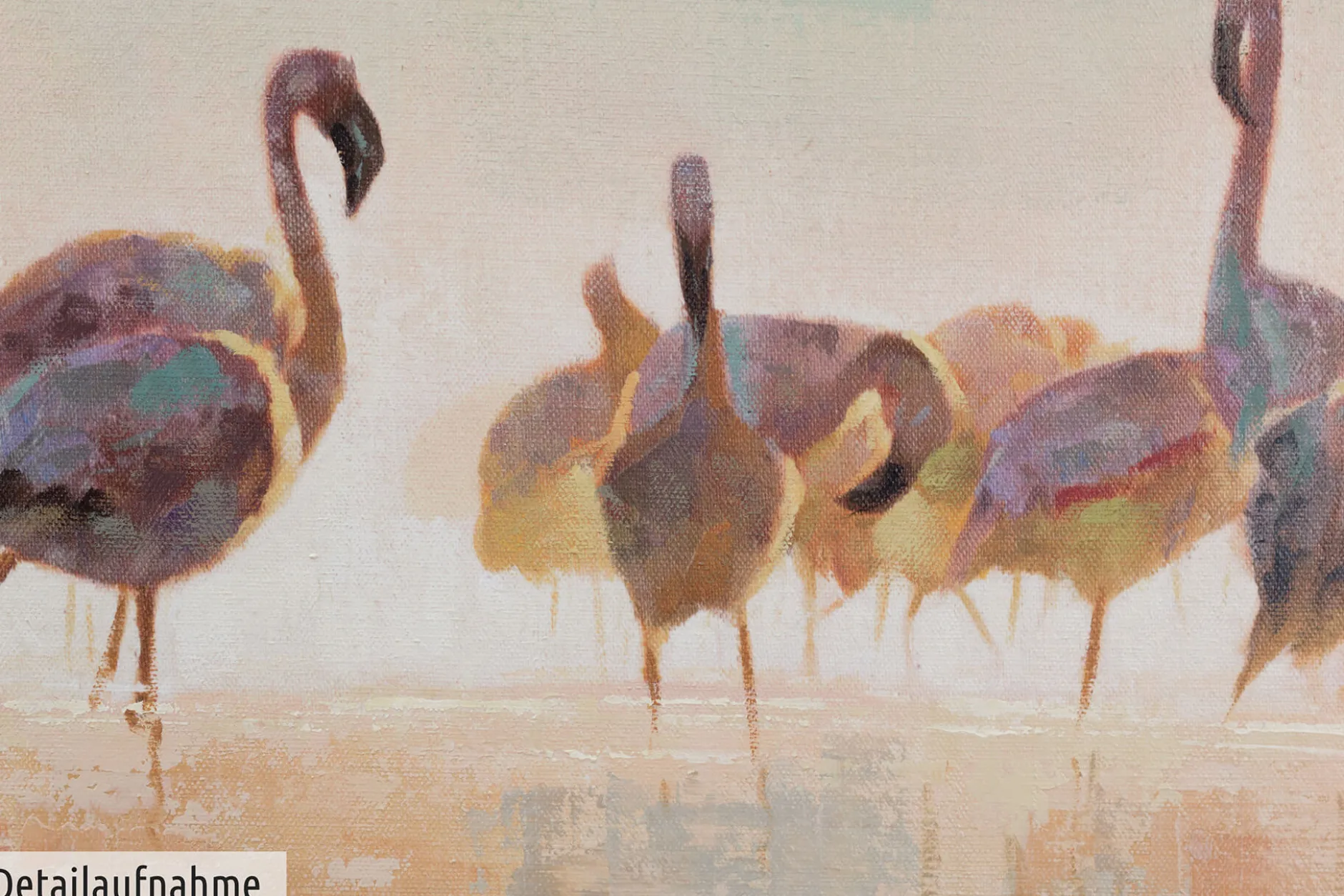 Handgemaltes Gemälde 'Bad der Flamingos' 150x50cm | inkl. Echtheitszertifikat