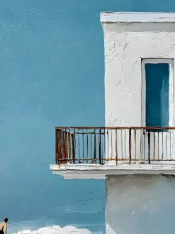 Handgemaltes Gemälde 'Balkon-Meeresblick' | Echtheitszertifikat inklusive
