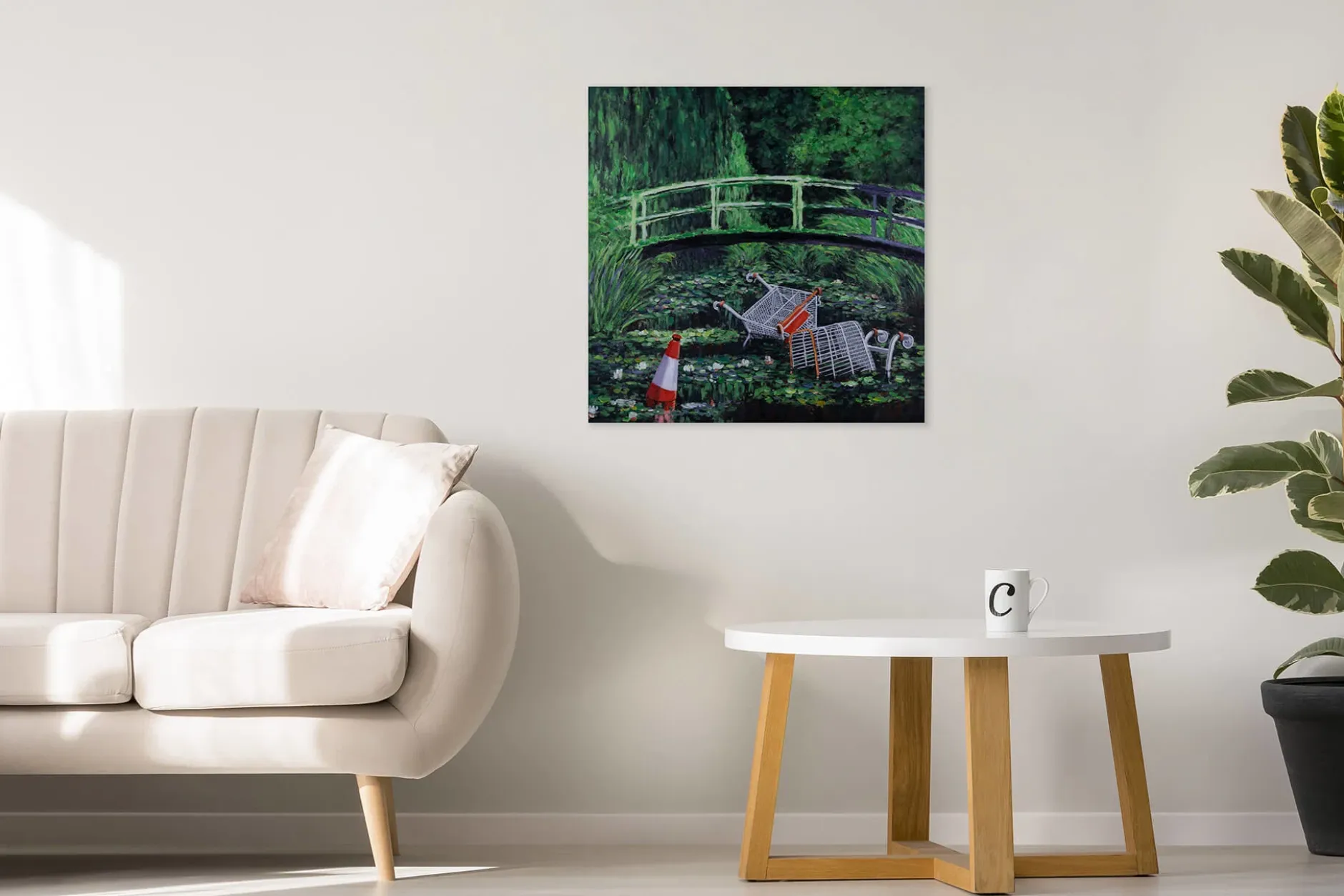 Handgemaltes Gemälde 'Banksy's Monet' 80x80cm | inkl. Echtheitszertifikat