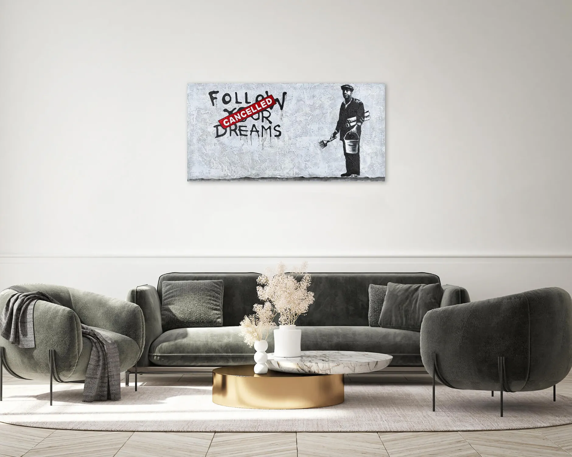 Handgemaltes Gemälde 'Banksy's Optimist' 120x60cm | inkl. Echtheitszertifikat