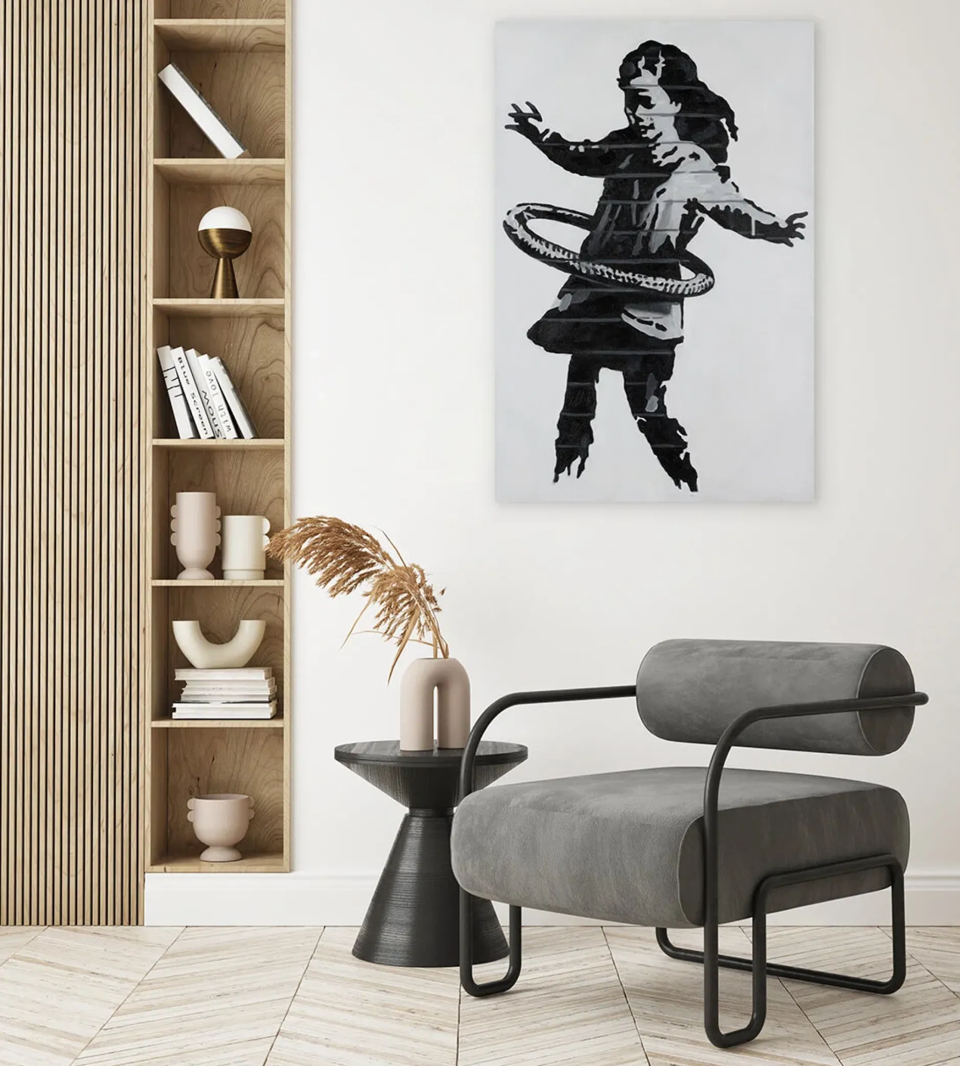 Handgemaltes Gemälde 'Banksy's Hula Hoop' 60x90cm | inkl. Echtheitszertifikat