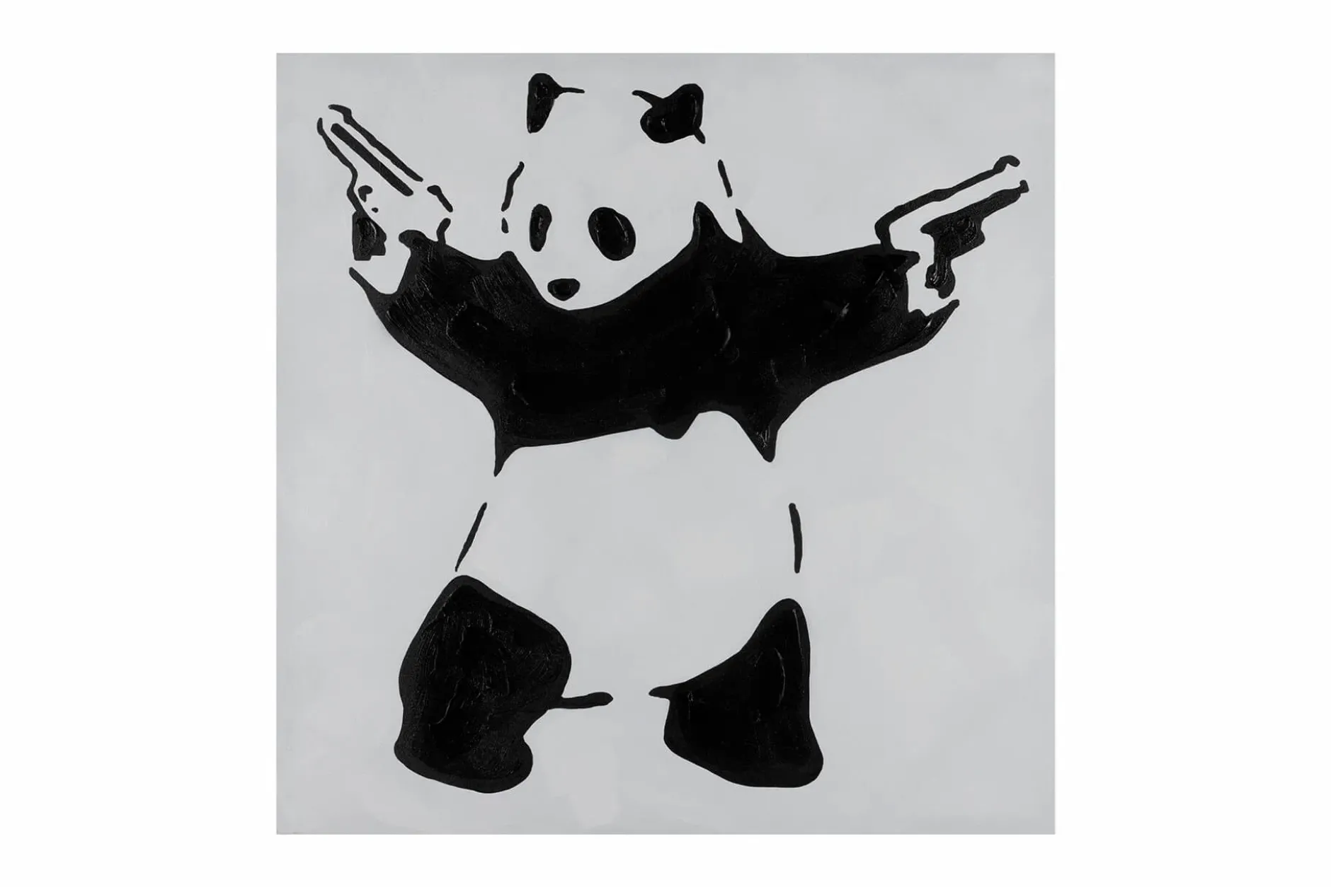Handgemaltes Gemälde 'Banksy's Fighting Panda' 80x80cm | inkl. Echtheitszertifikat