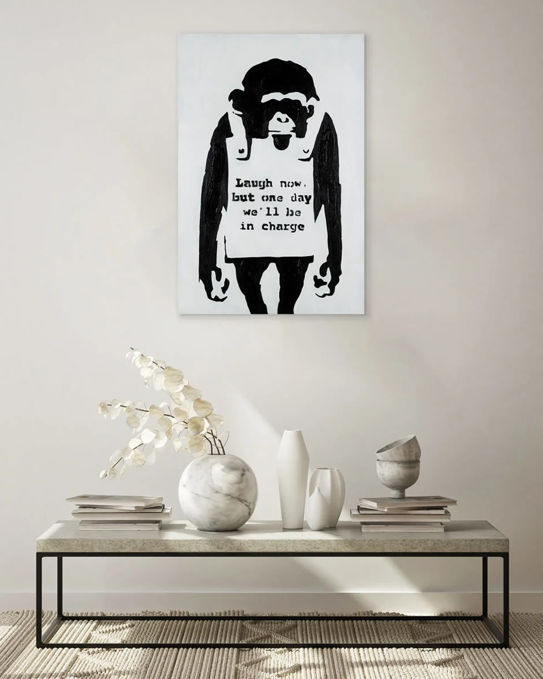 Handgemaltes Gemälde 'Banksy's Laugh now' 60x90cm | inkl. Echtheitszertifikat