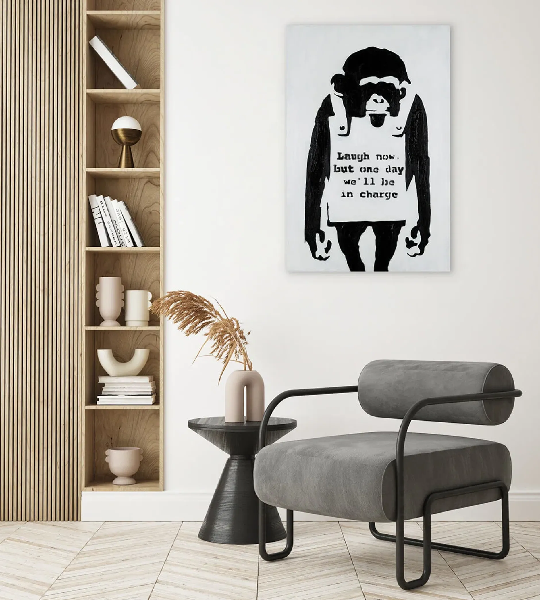 Handgemaltes Gemälde 'Banksy's Laugh now' 60x90cm | inkl. Echtheitszertifikat