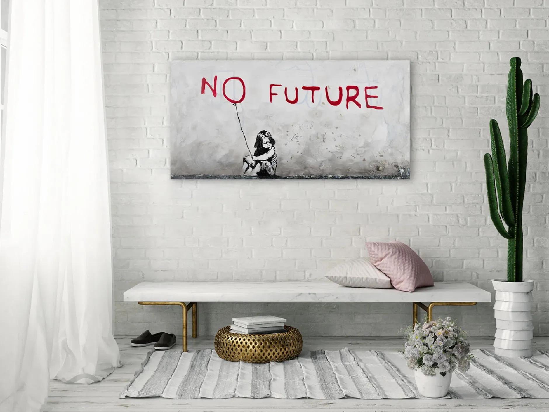 Handgemaltes Gemälde 'Banksy's No Future' 120x60cm | inkl. Echtheitszertifikat