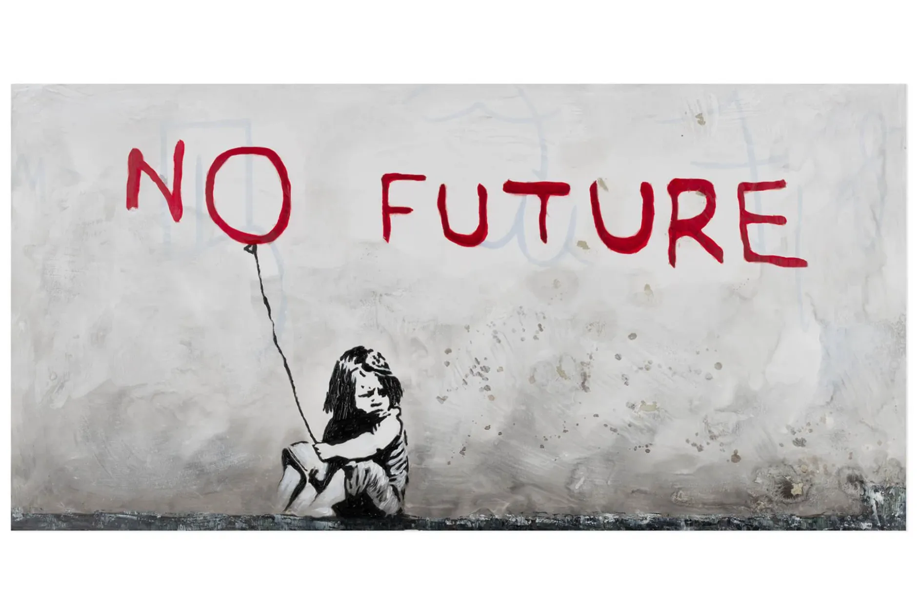 Handgemaltes Gemälde 'Banksy's No Future' 120x60cm | inkl. Echtheitszertifikat