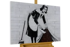 Handgemaltes Gemälde 'Banksy's Housemaid' 100x75cm | inkl. Echtheitszertifikat