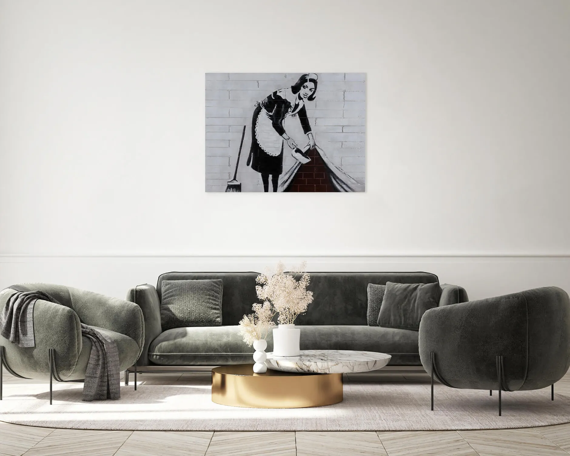 Handgemaltes Gemälde 'Banksy's Housemaid' 100x75cm | inkl. Echtheitszertifikat