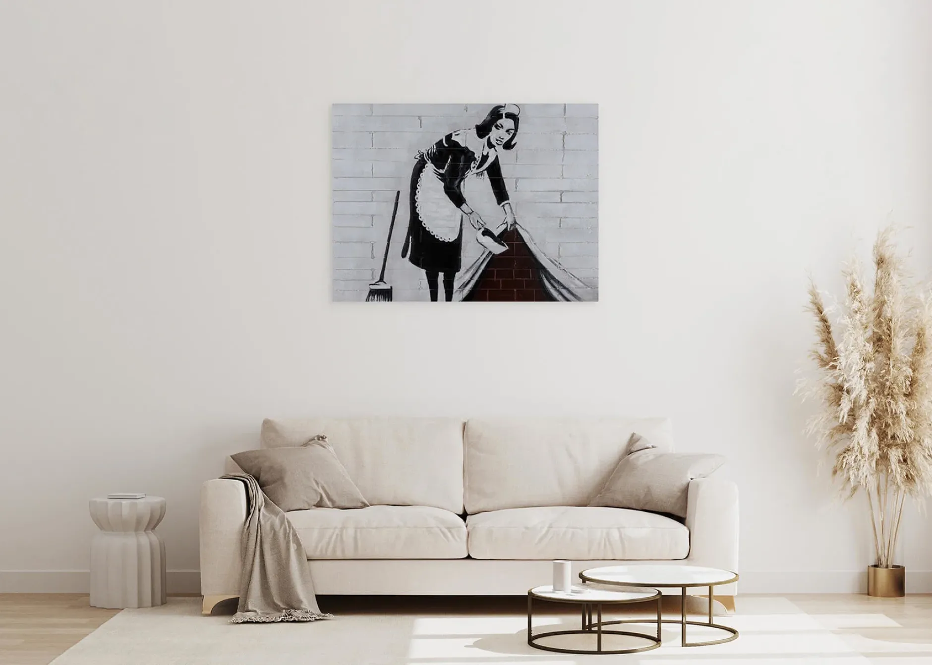 Handgemaltes Gemälde 'Banksy's Housemaid' 100x75cm | inkl. Echtheitszertifikat