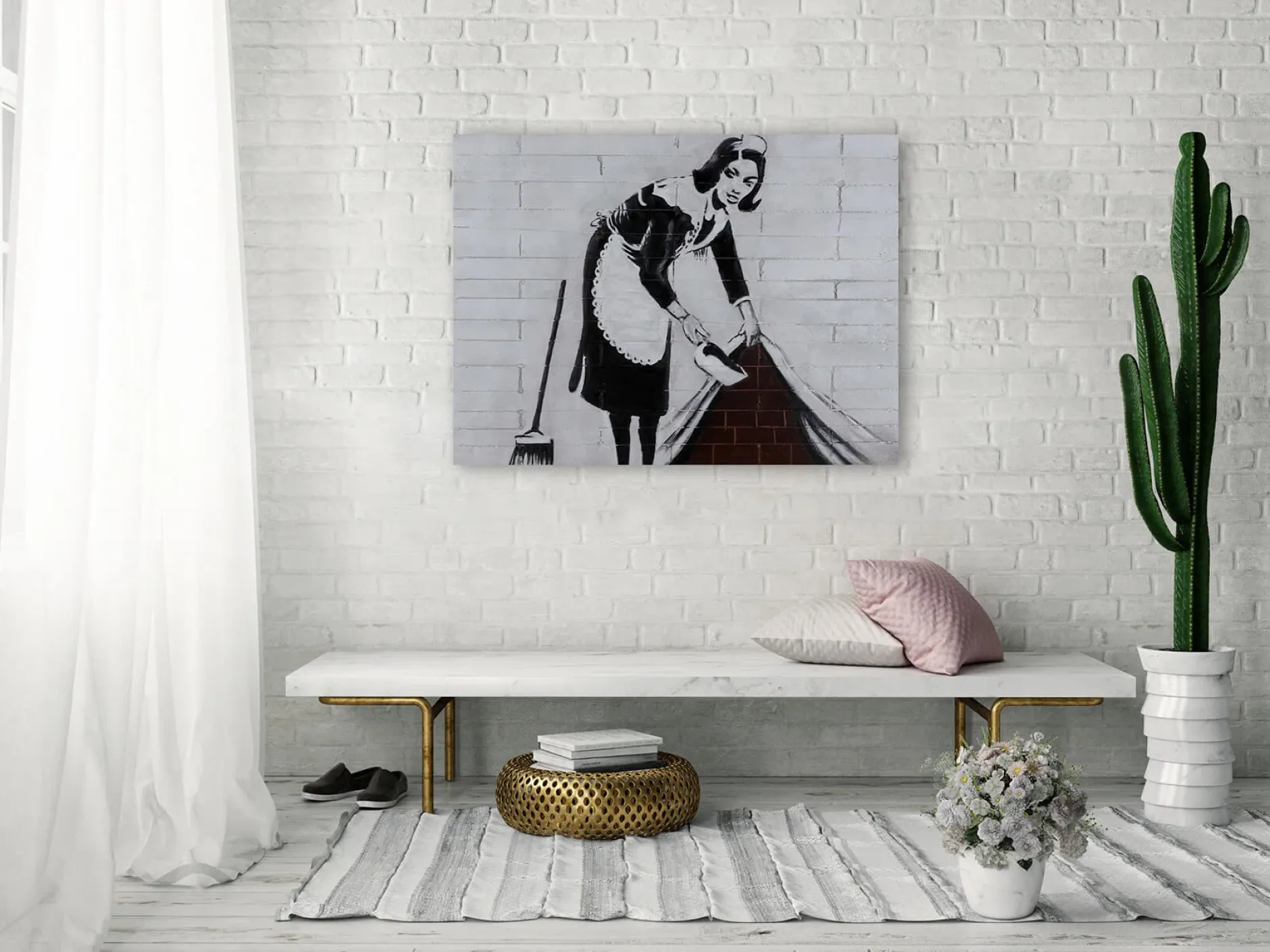 Handgemaltes Gemälde 'Banksy's Housemaid' 100x75cm | inkl. Echtheitszertifikat