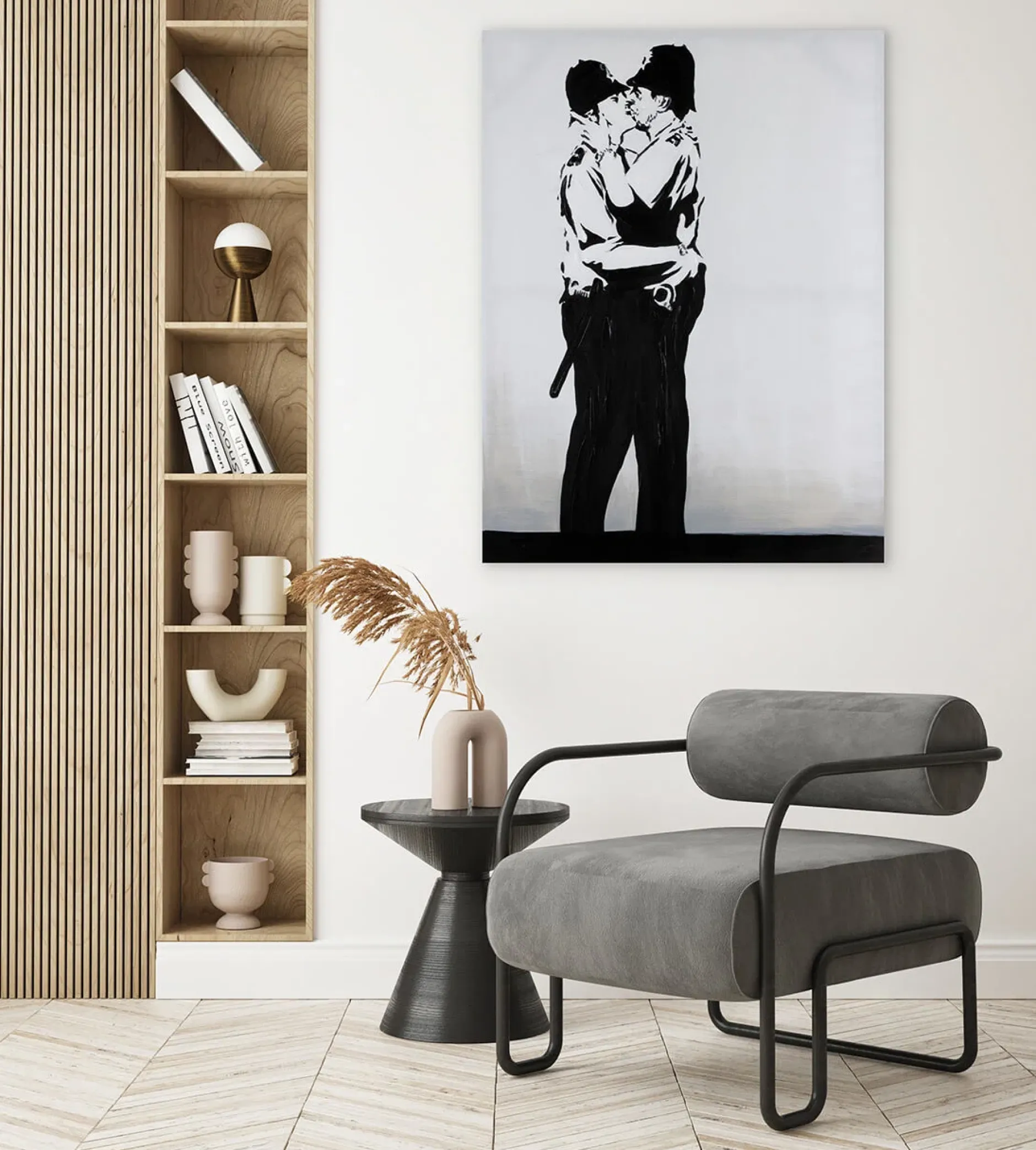 Handgemaltes Gemälde 'Banksy's Police Kiss' 75x100cm | inkl. Echtheitszertifikat