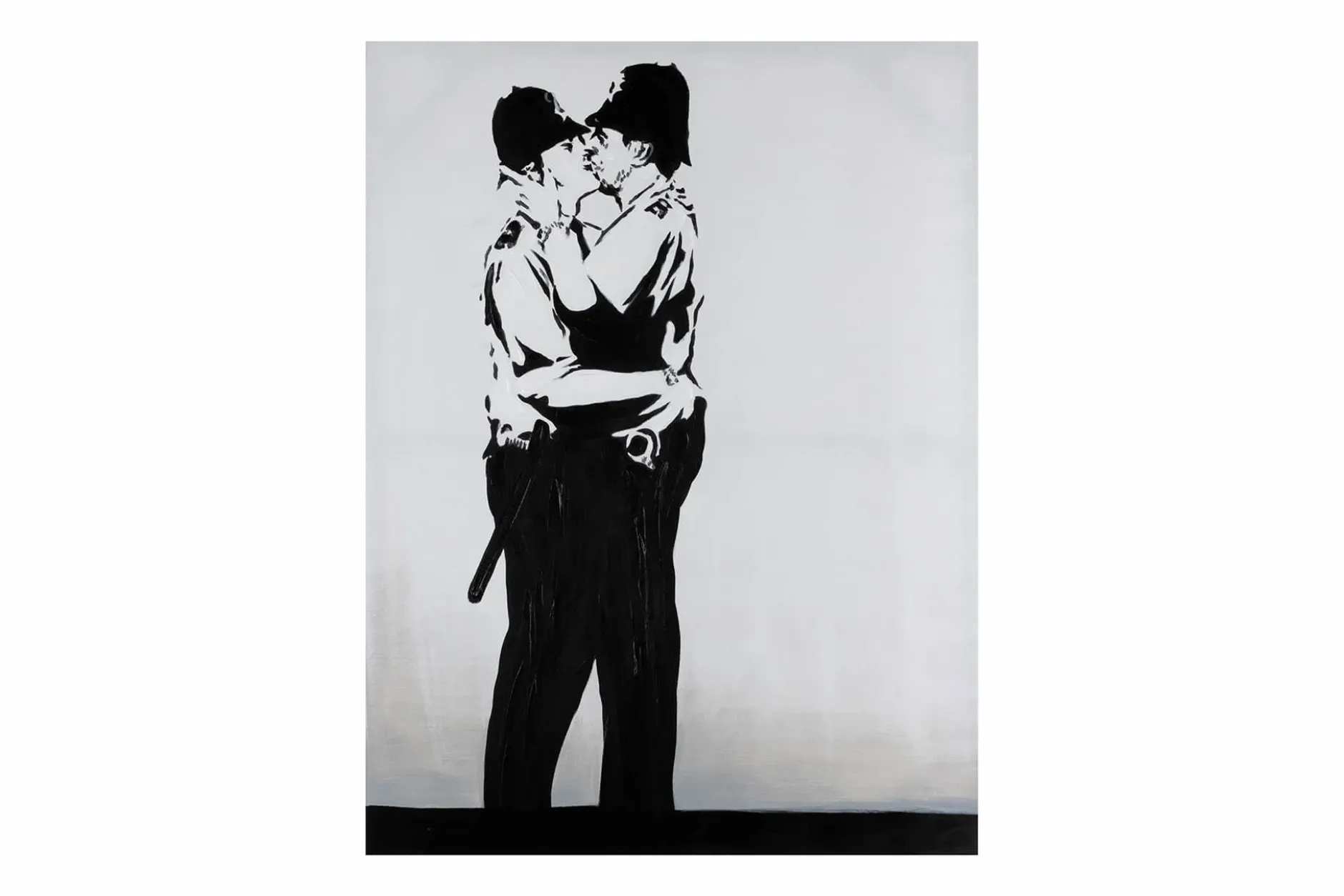 Handgemaltes Gemälde 'Banksy's Police Kiss' 75x100cm | inkl. Echtheitszertifikat