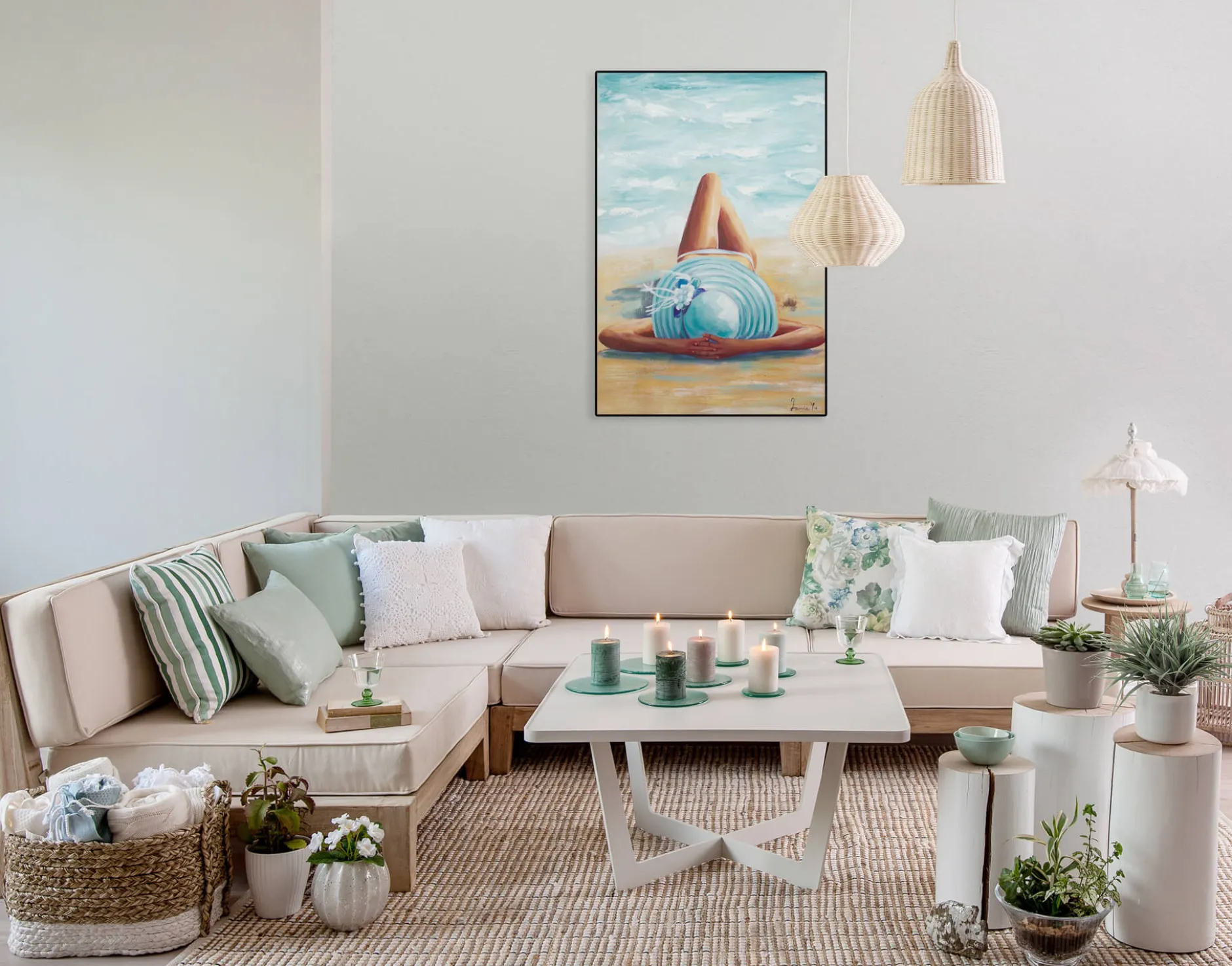 Handgemaltes Gemälde 'Beach Beauty' 60x90cm | inkl. Echtheitszertifikat