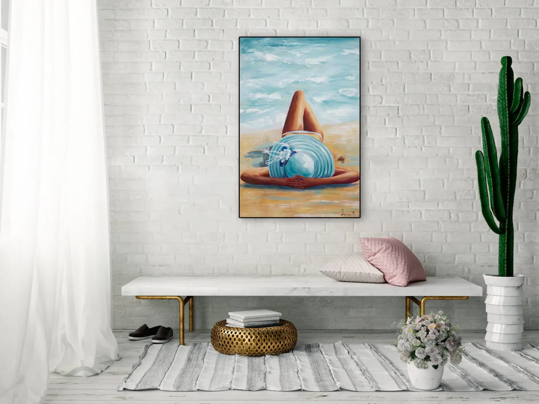 Handgemaltes Gemälde 'Beach Beauty' 60x90cm | inkl. Echtheitszertifikat