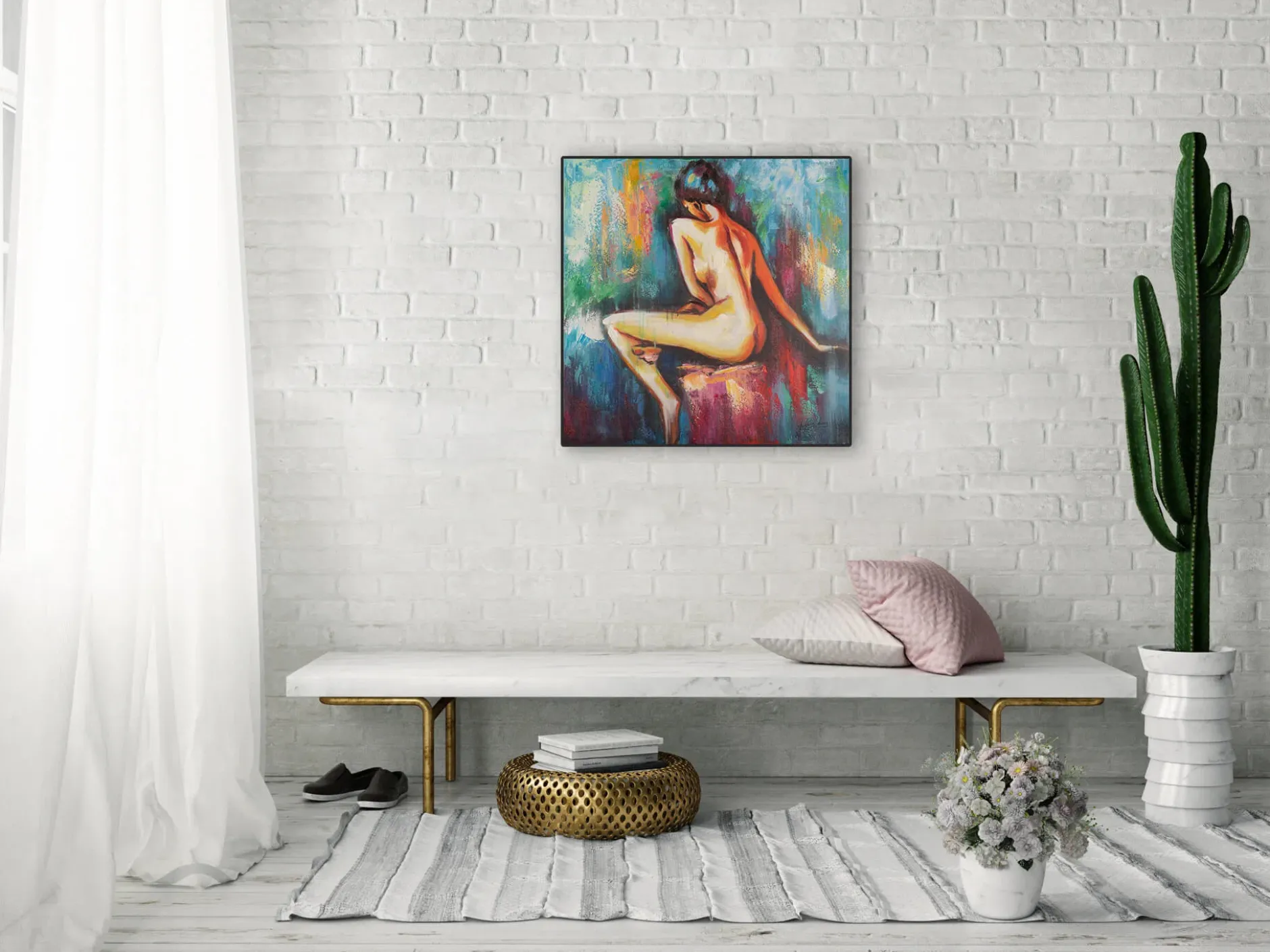 Handgemaltes Gemälde 'Begehrenswerter Blick' 60x60cm | inkl. Echtheitszertifikat