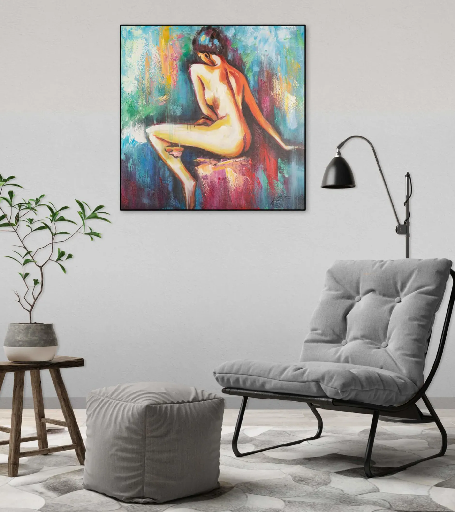 Handgemaltes Gemälde 'Begehrenswerter Blick' 60x60cm | inkl. Echtheitszertifikat