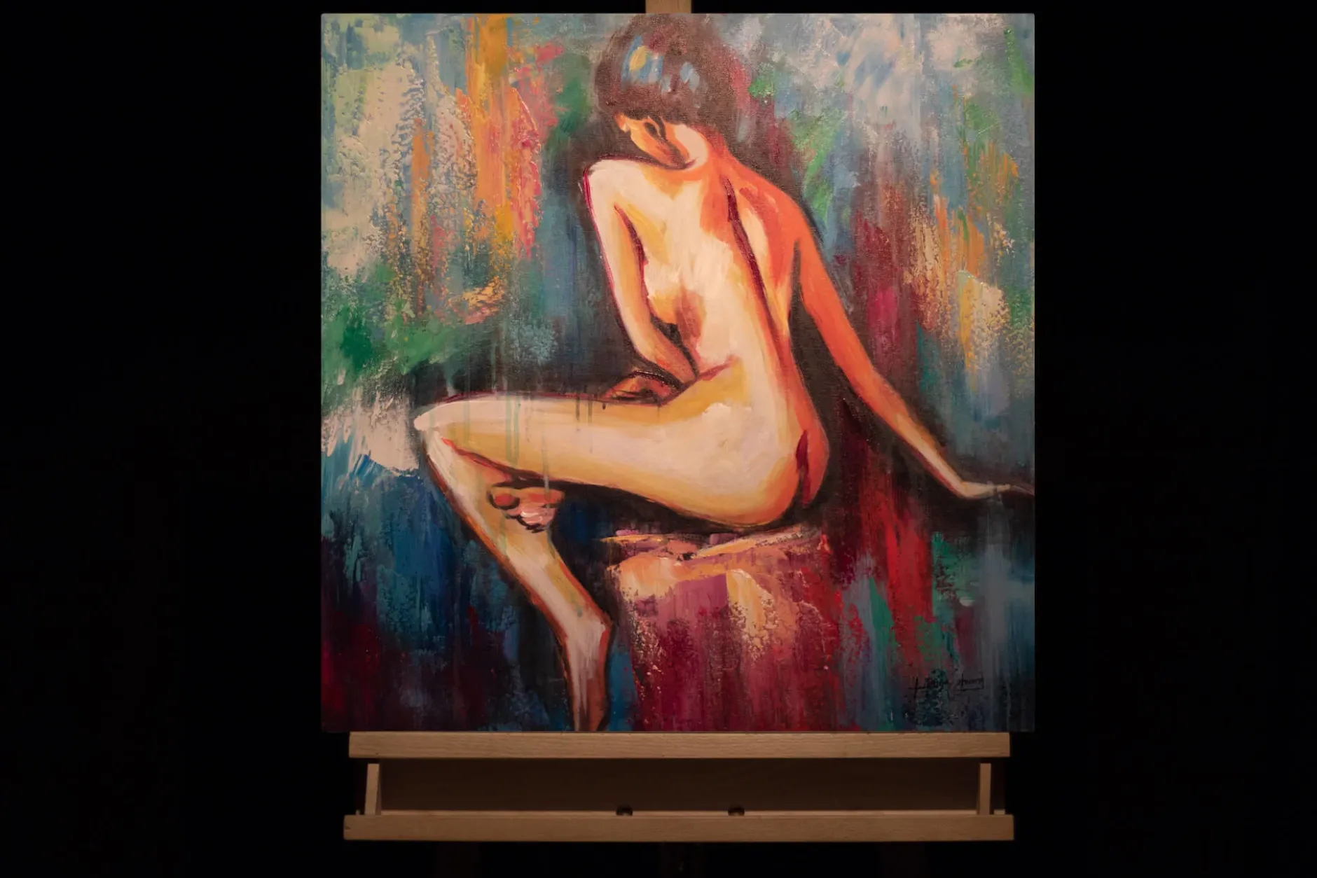 Handgemaltes Gemälde 'Begehrenswerter Blick' 60x60cm | inkl. Echtheitszertifikat