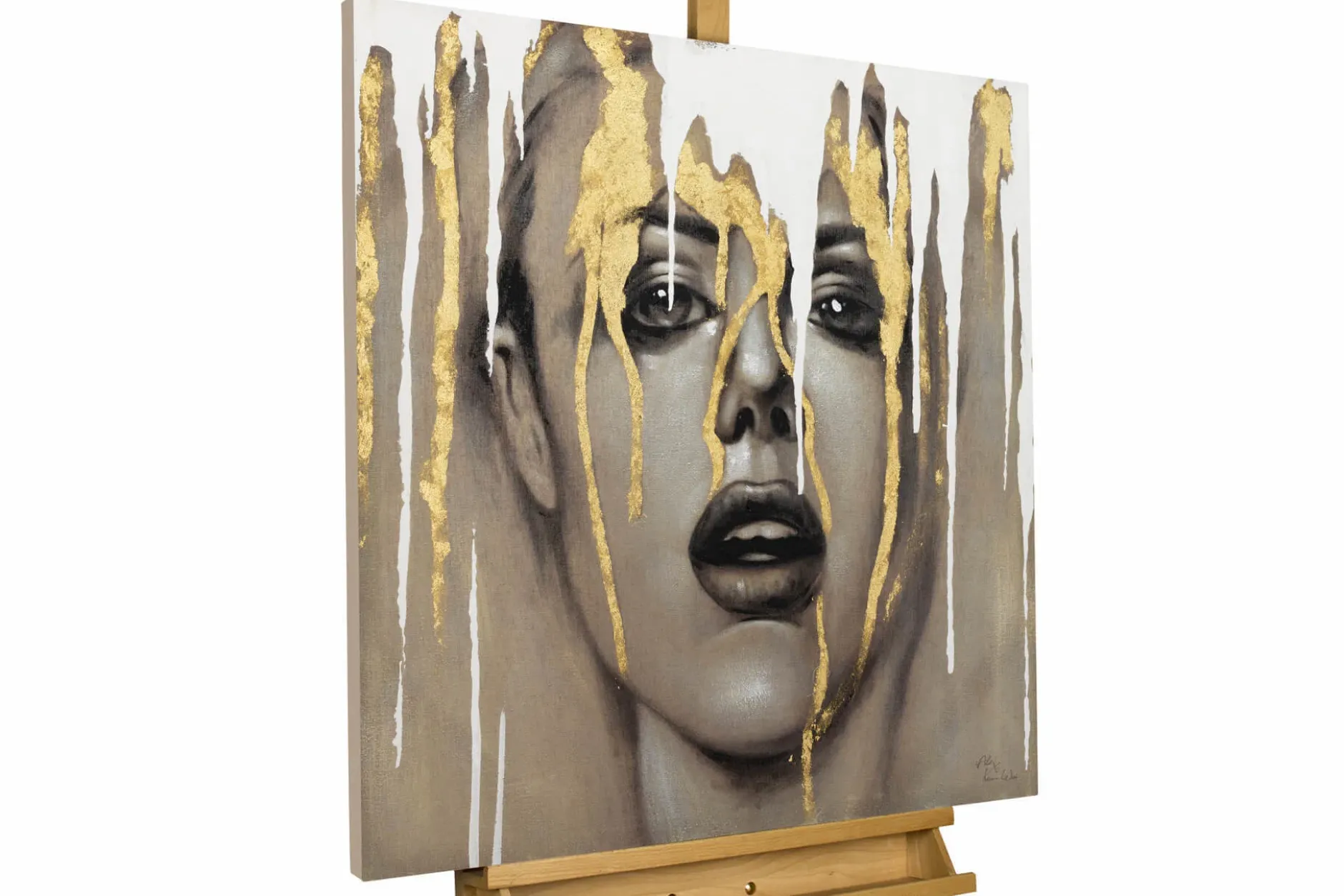 Handgemaltes Gemälde 'Behind the Curtain' 80x80cm | inkl. Echtheitszertifikat