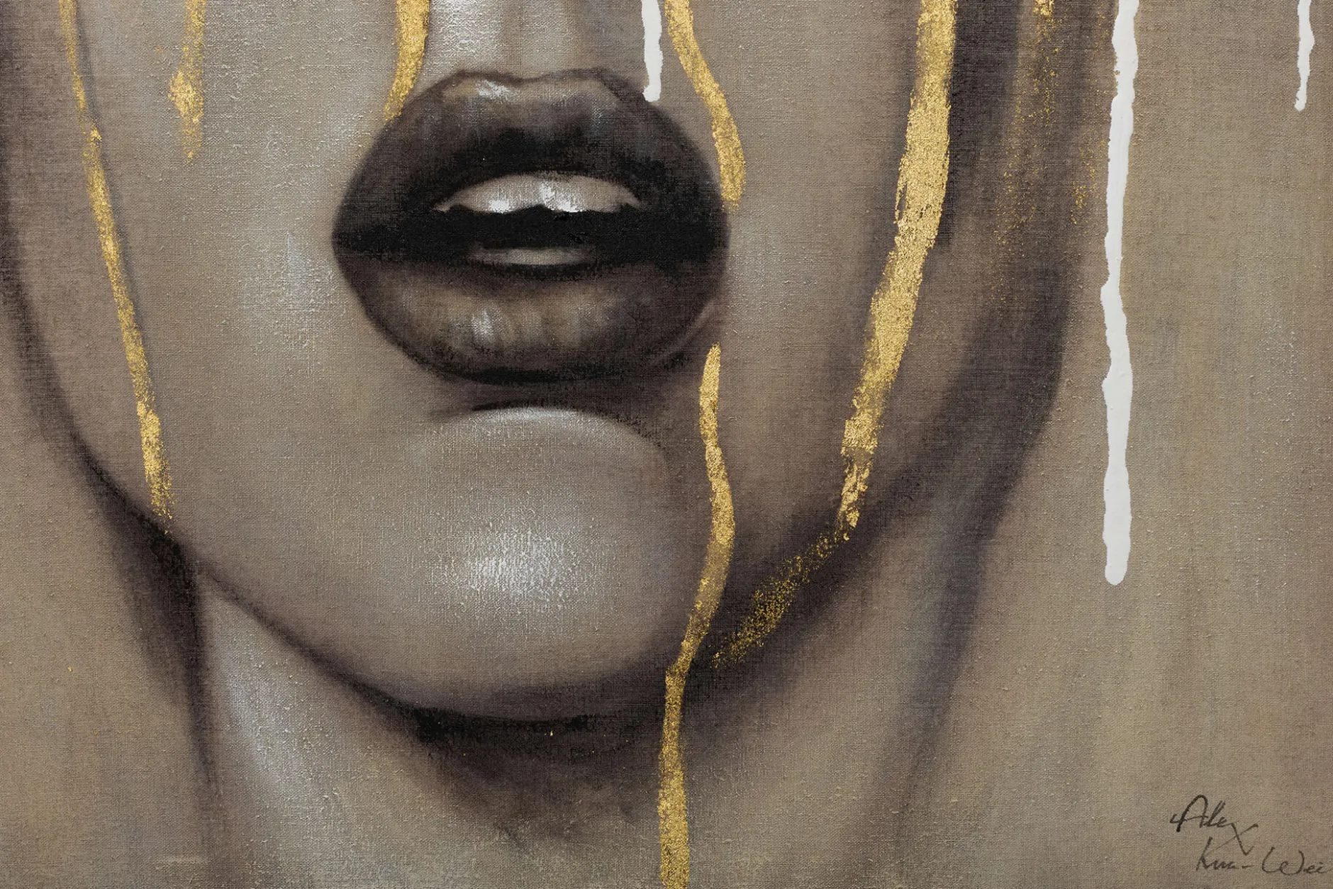 Handgemaltes Gemälde 'Behind the Curtain' 80x80cm | inkl. Echtheitszertifikat