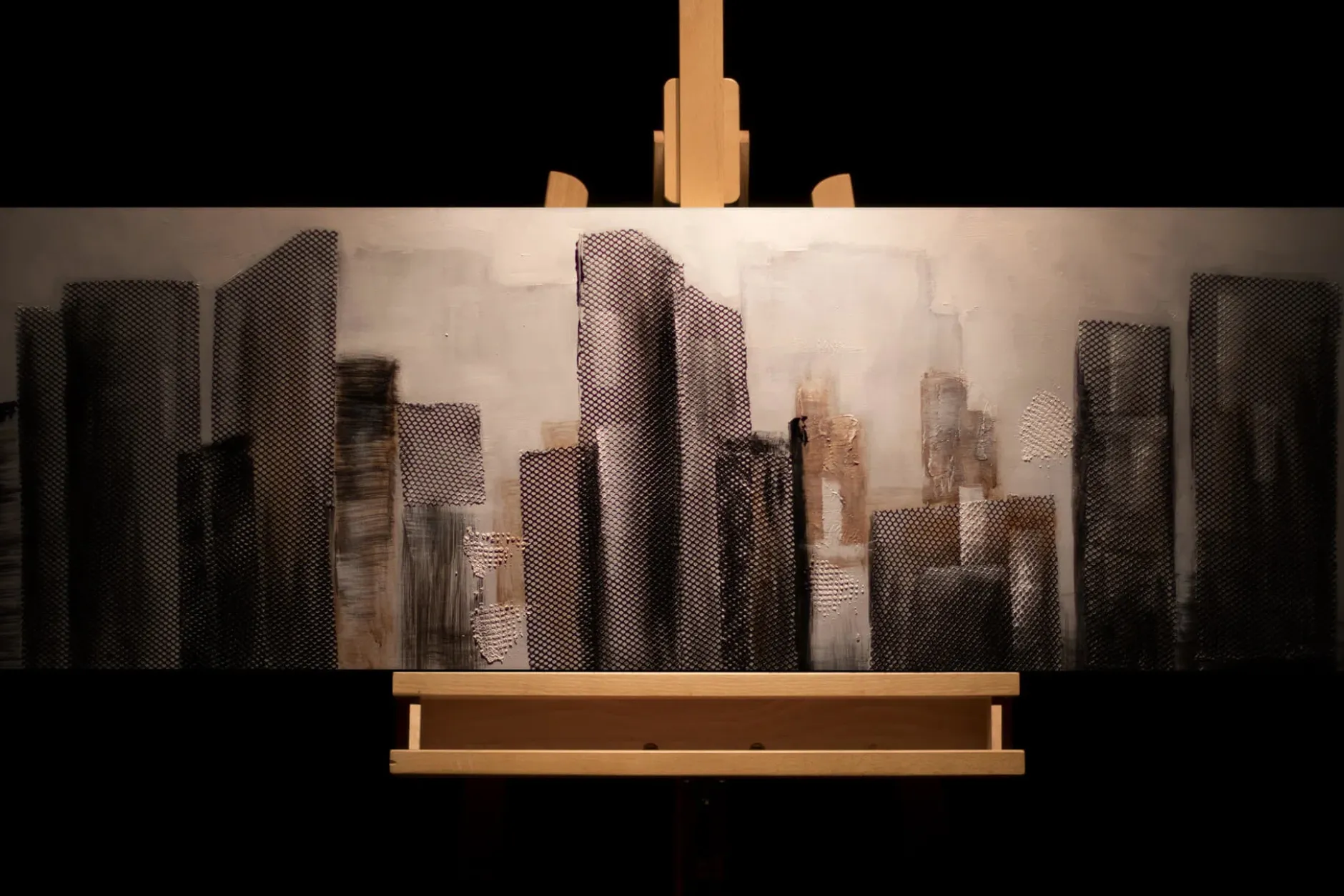 Handgemaltes Gemälde 'Between Skyscrapers' 120x40cm | inkl. Echtheitszertifikat