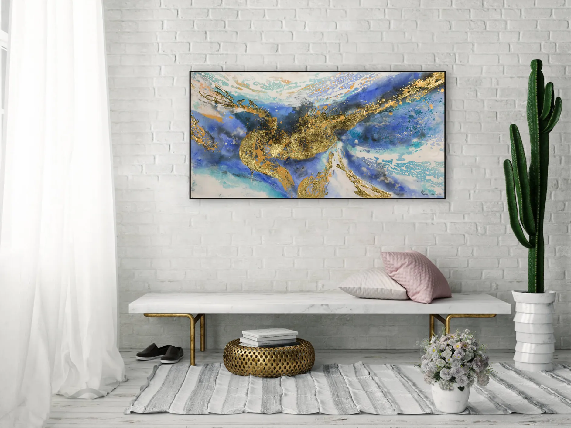 Handgemaltes Gemälde 'Blaue Ewigkeit' 120x60cm | inkl. Echtheitszertifikat