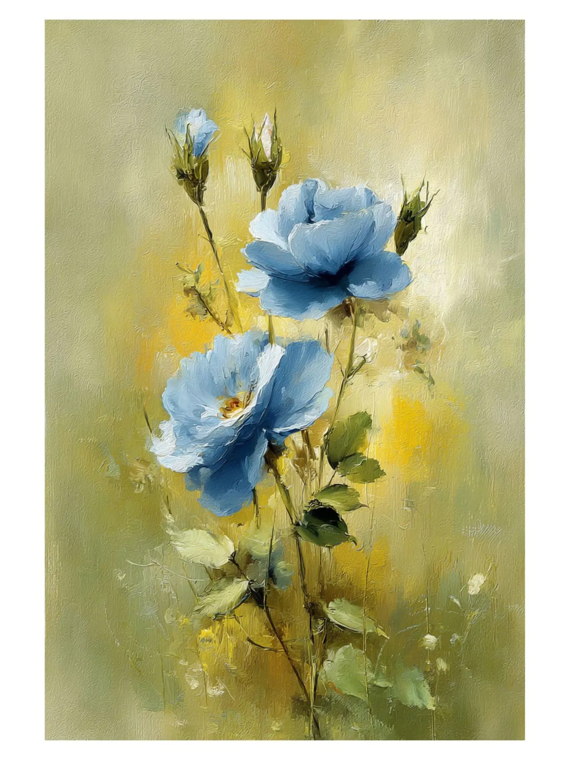Handgemaltes Gemälde 'Blaue Rosenblüte' | Echtheitszertifikat inklusive