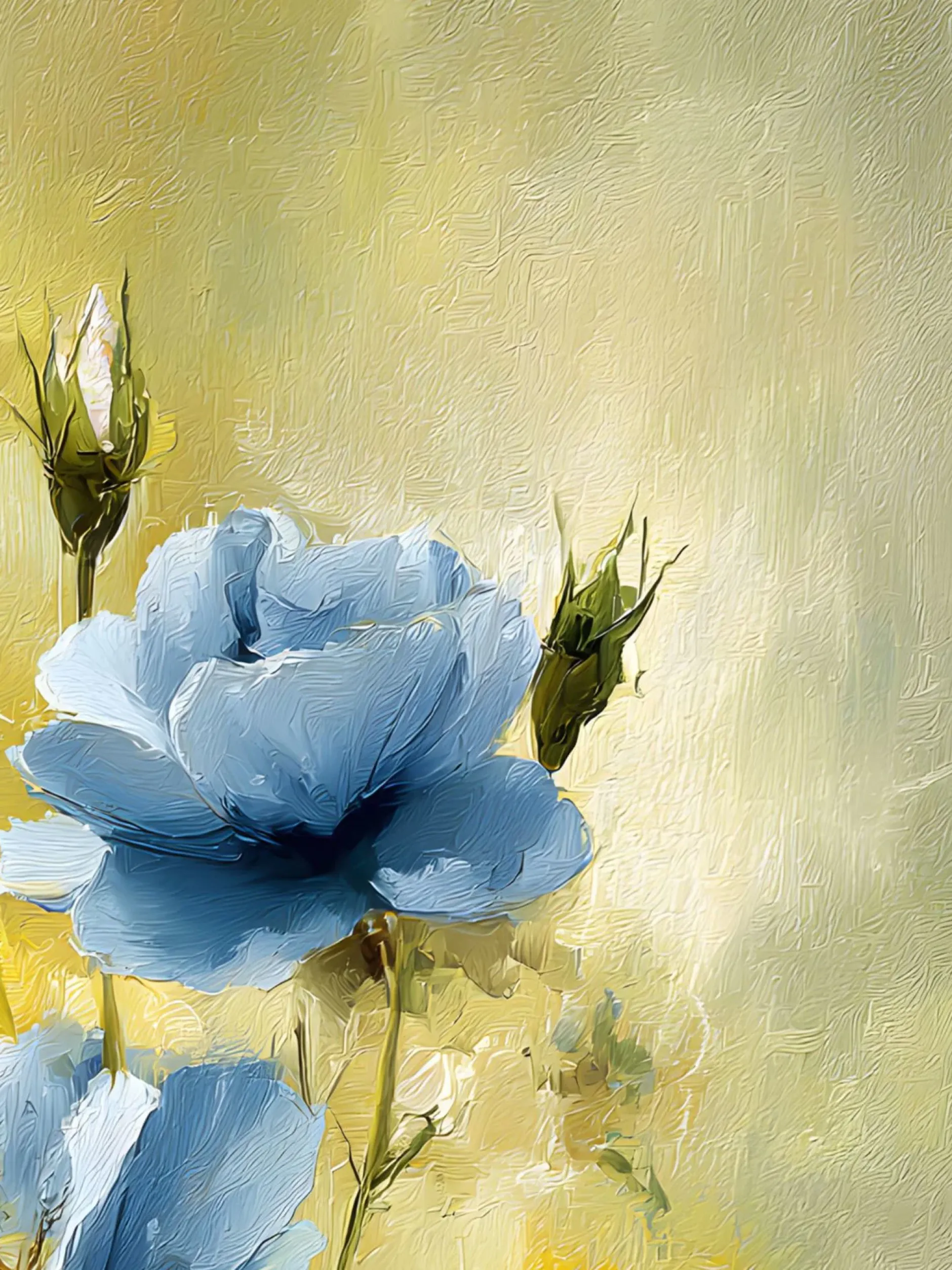 Handgemaltes Gemälde 'Blaue Rosenblüte' | Echtheitszertifikat inklusive