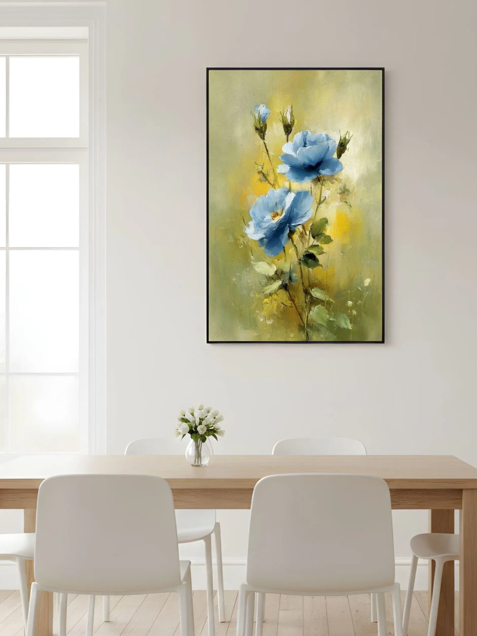 Handgemaltes Gemälde 'Blaue Rosenblüte' | Echtheitszertifikat inklusive