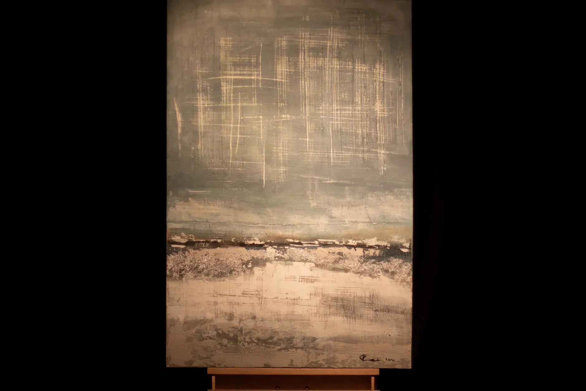 Handgemaltes Gemälde 'Blauer Vorhang' 60x90cm | inkl. Echtheitszertifikat