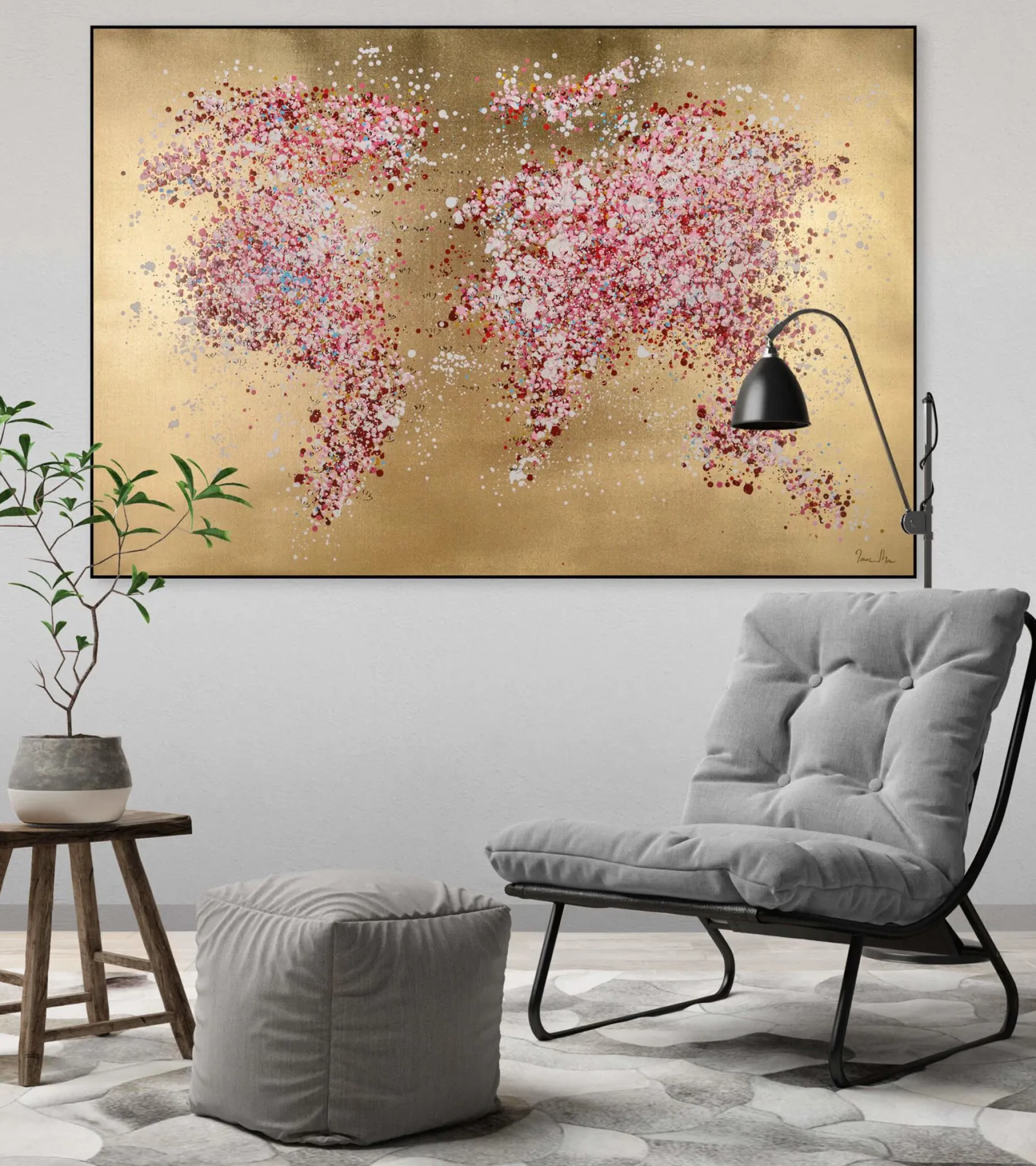 Handgemaltes Gemälde 'Blühende Welt' 120x80cm | inkl. Echtheitszertifikat