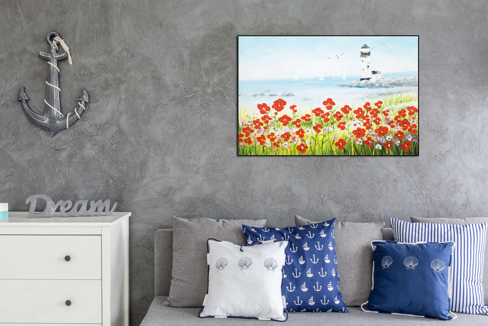 Handgemaltes Gemälde 'Blick zum Meer' 90x60cm | inkl. Echtheitszertifikat