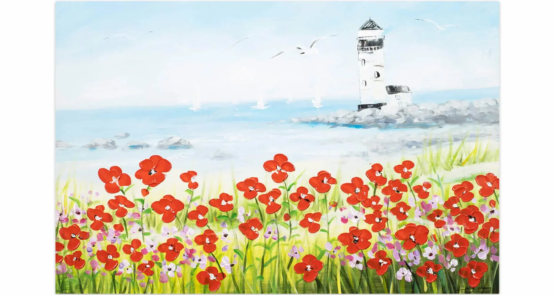 Handgemaltes Gemälde 'Blick zum Meer' 90x60cm | inkl. Echtheitszertifikat