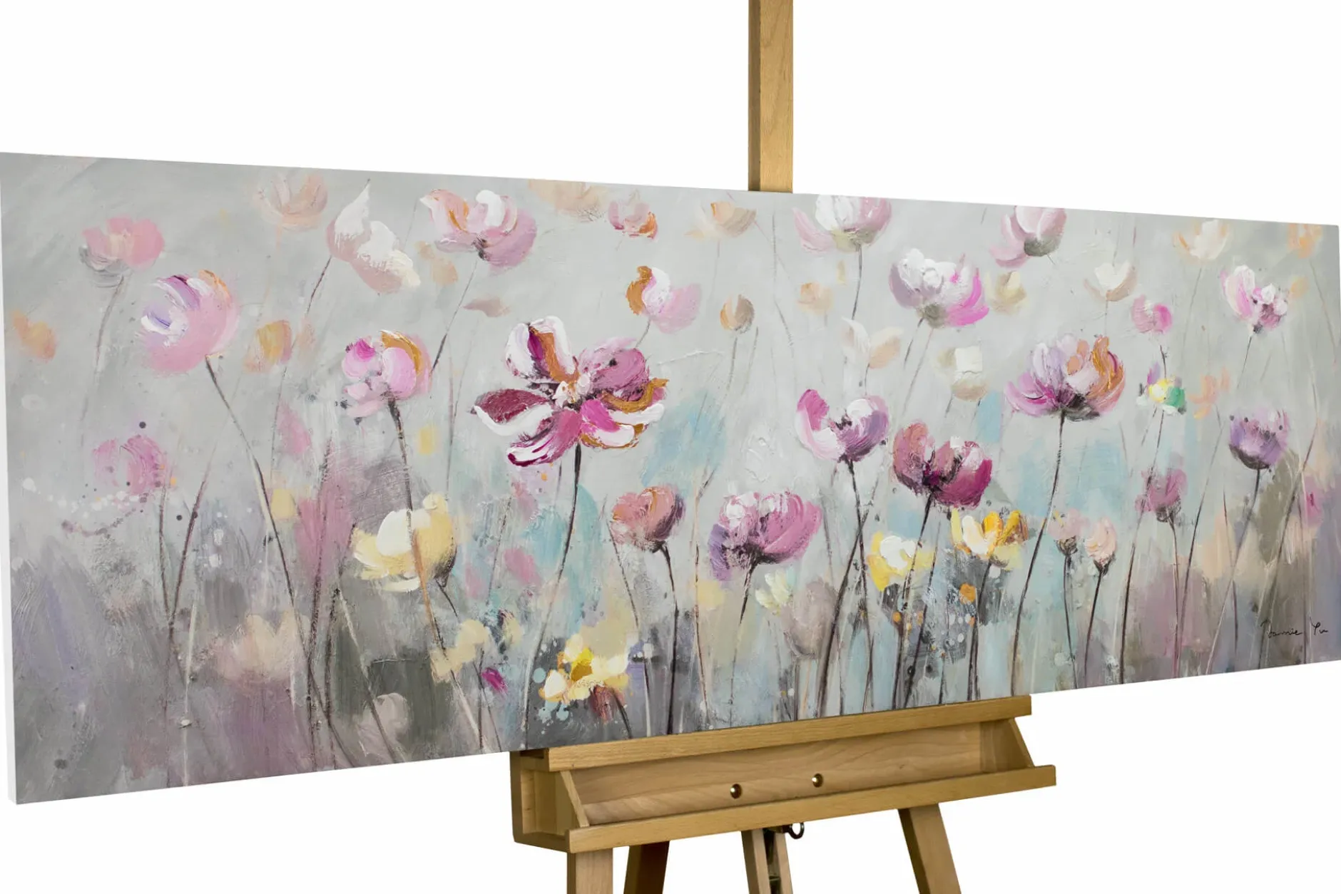 Handgemaltes Gemälde 'Blütentraum' 150x50cm | inkl. Echtheitszertifikat