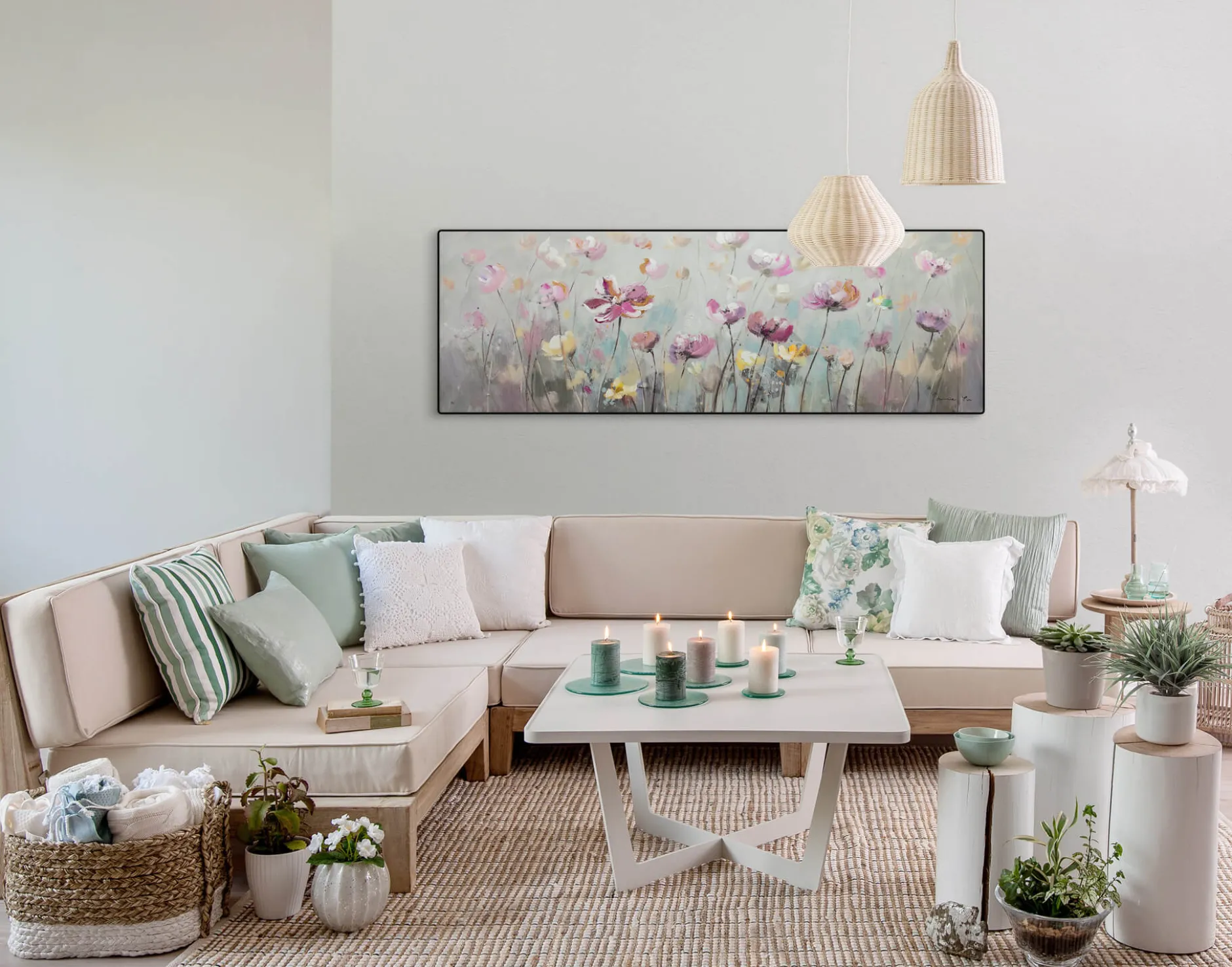 Handgemaltes Gemälde 'Blütentraum' 150x50cm | inkl. Echtheitszertifikat