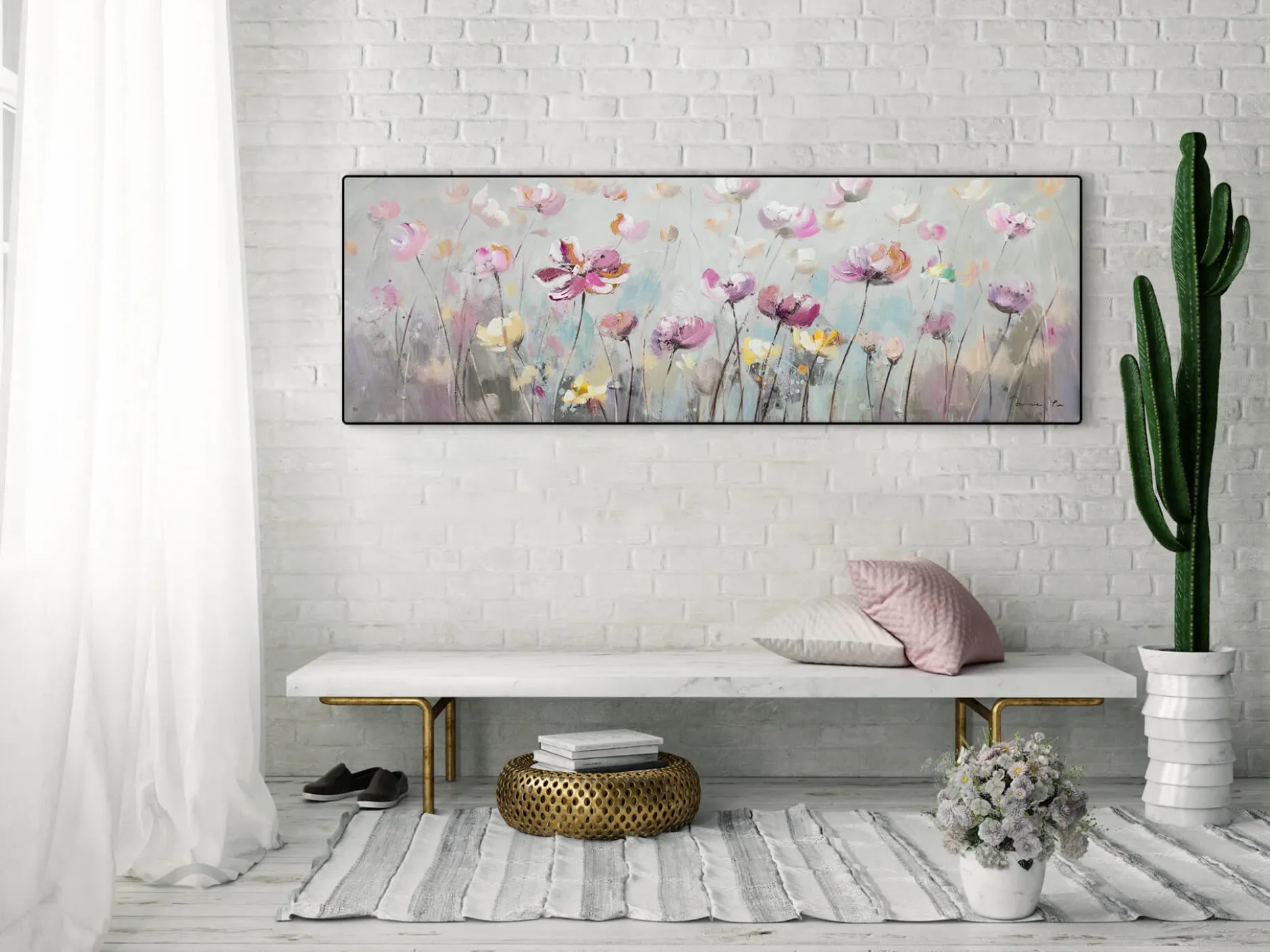 Handgemaltes Gemälde 'Blütentraum' 150x50cm | inkl. Echtheitszertifikat