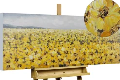 Handgemaltes Gemälde 'Blumenmeer in Gelb' 120x60cm | inkl. Echtheitszertifikat