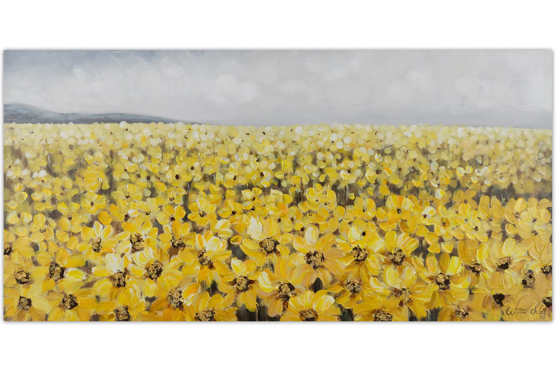 Handgemaltes Gemälde 'Blumenmeer in Gelb' 120x60cm | inkl. Echtheitszertifikat