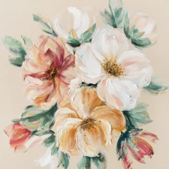 Handgemaltes Gemälde 'Blumenstrauß in Beige' | Echtheitszertifikat inklusive
