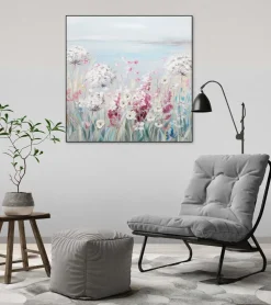 Handgemaltes Gemälde 'Blumige Aussichten' 80x80cm | inkl. Echtheitszertifikat