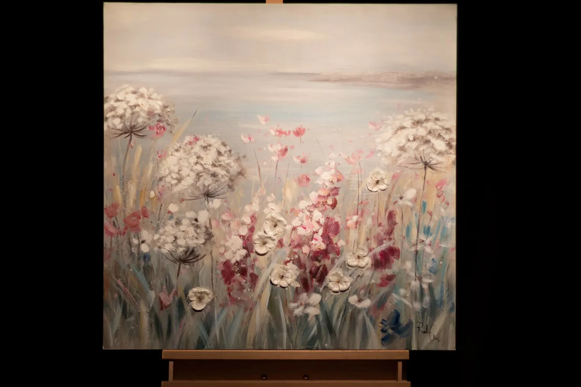 Handgemaltes Gemälde 'Blumige Aussichten' 80x80cm | inkl. Echtheitszertifikat