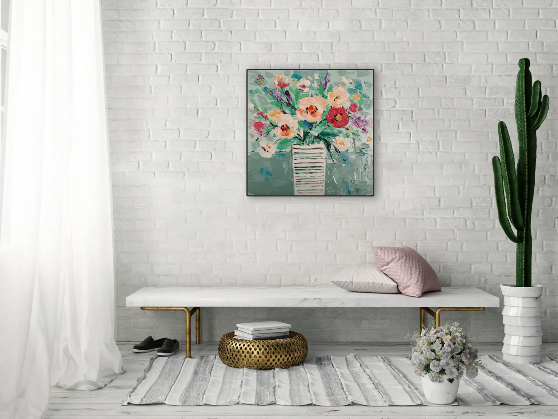 Handgemaltes Gemälde 'Bouquet der Freude' 60x60cm | inkl. Echtheitszertifikat