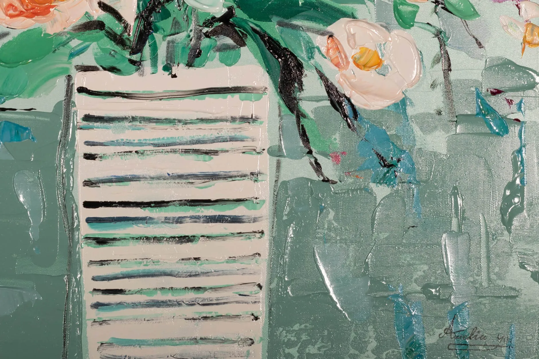 Handgemaltes Gemälde 'Bouquet der Freude' 60x60cm | inkl. Echtheitszertifikat