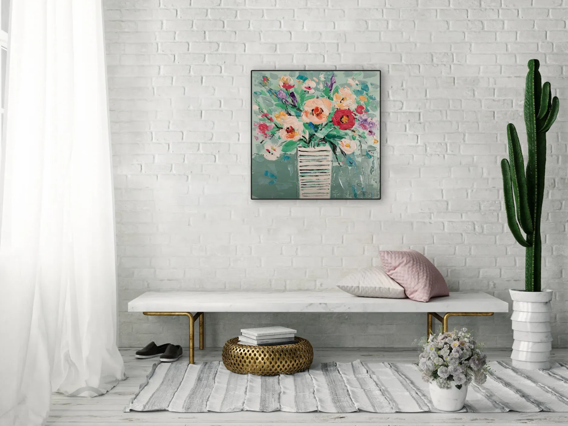 Handgemaltes Gemälde 'Bouquet der Freude' 60x60cm | inkl. Echtheitszertifikat